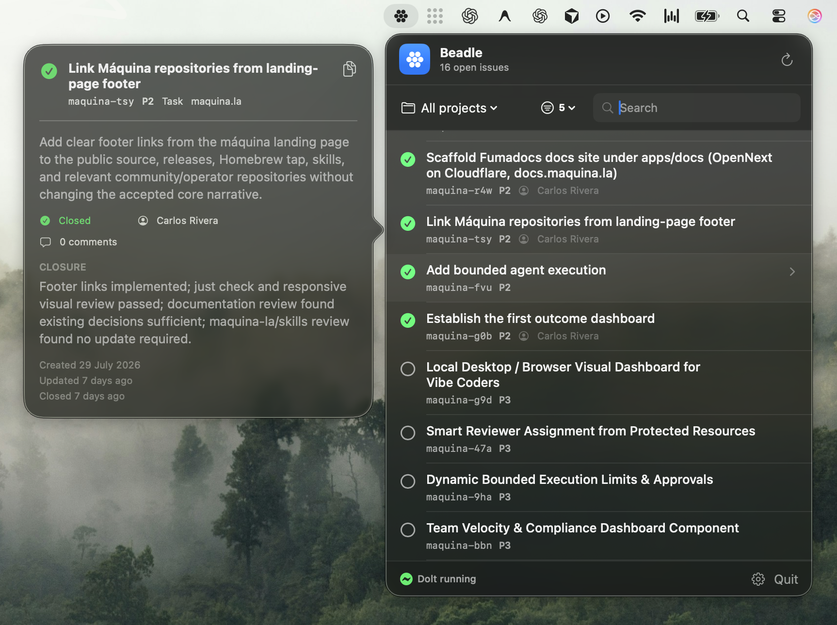 A native macOS menu bar companion for Beads